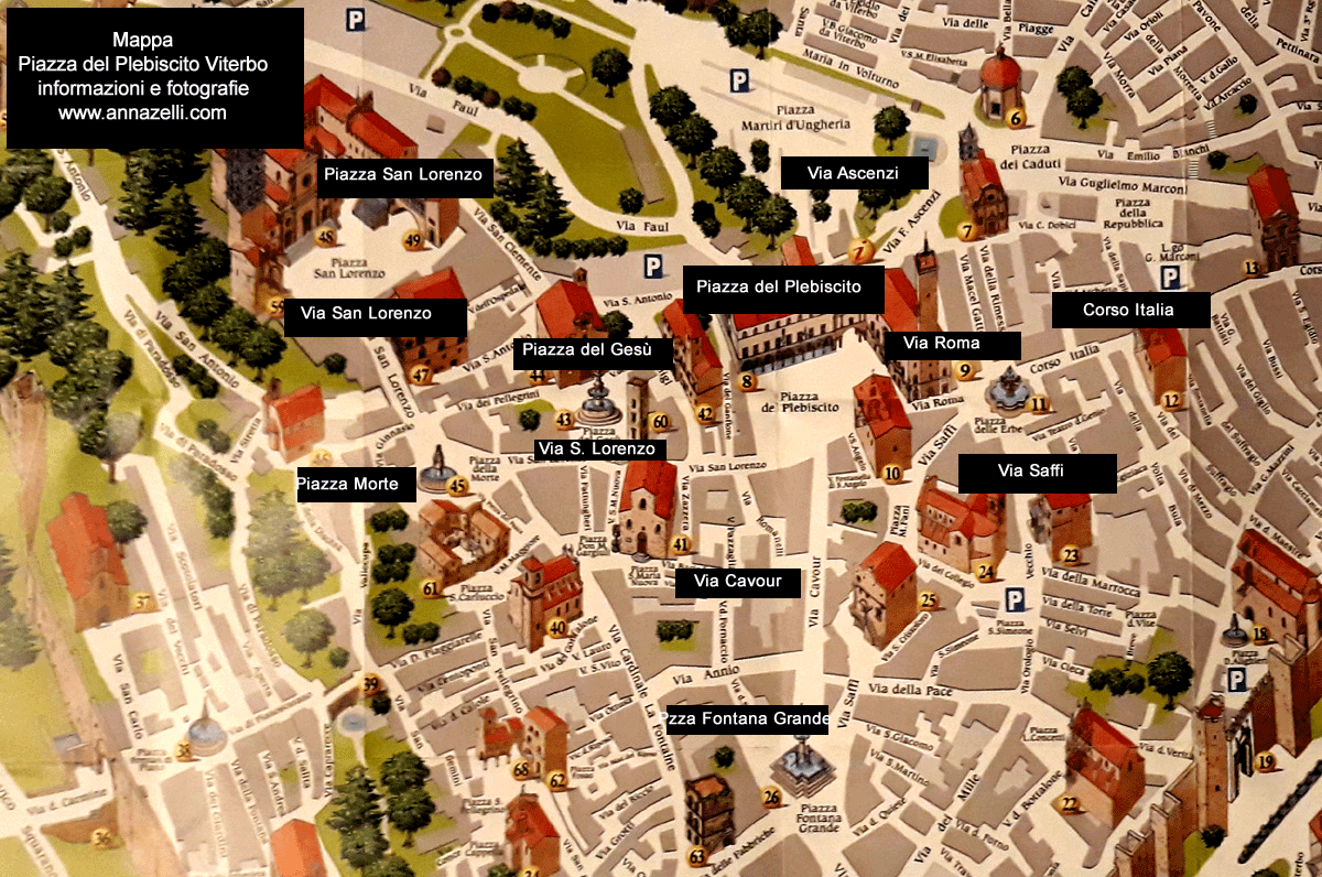 mappa piazza del plebiscito viterbo informazioni e foto
