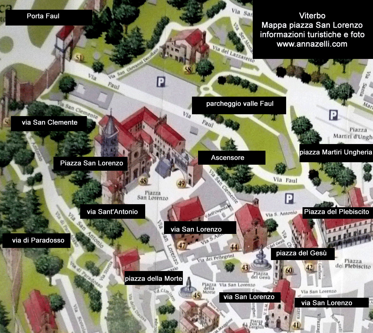 mappa piazza san lorenzo e dintorni viterbo info e foto anna zelli