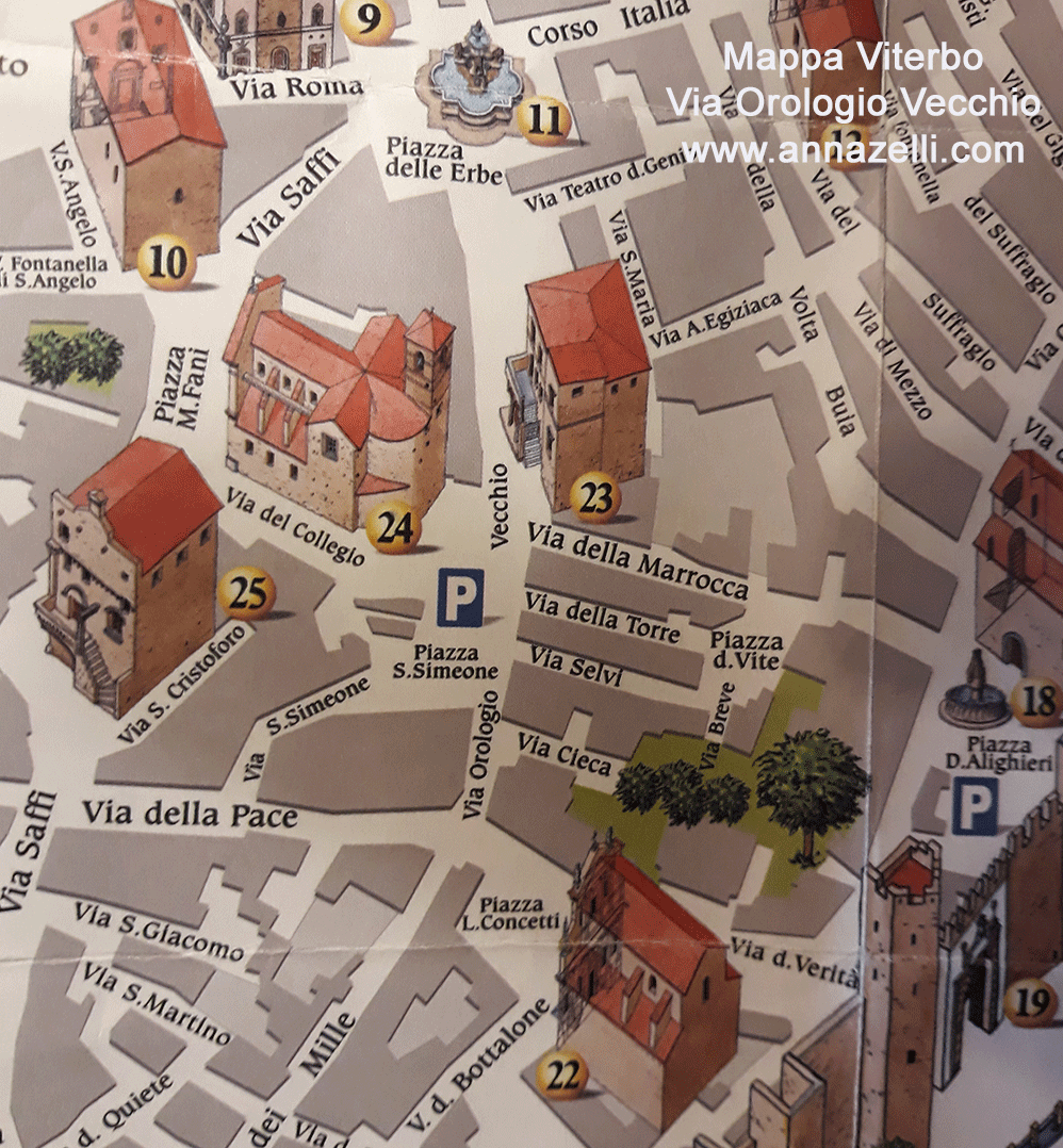 mappa via orologio vecchio viterbo centro storico