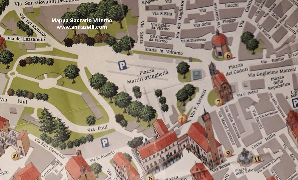mappa zona del sacrario viterbo centro storico info e foto anna zelli