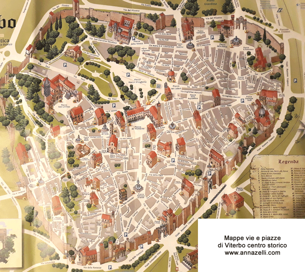 mappe vie e strade di viterbo centro storico