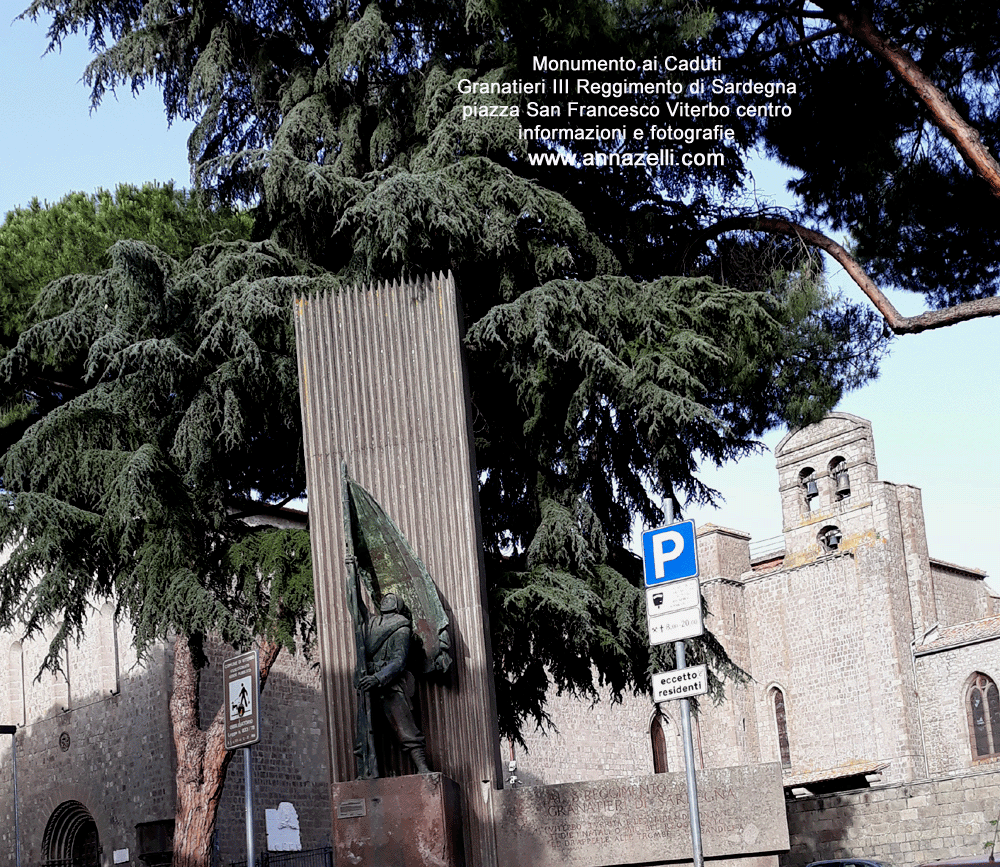 monumento ai caduti granatieri III reggimento di sardegna viterbo piazza san francesco info e foto anna zelli