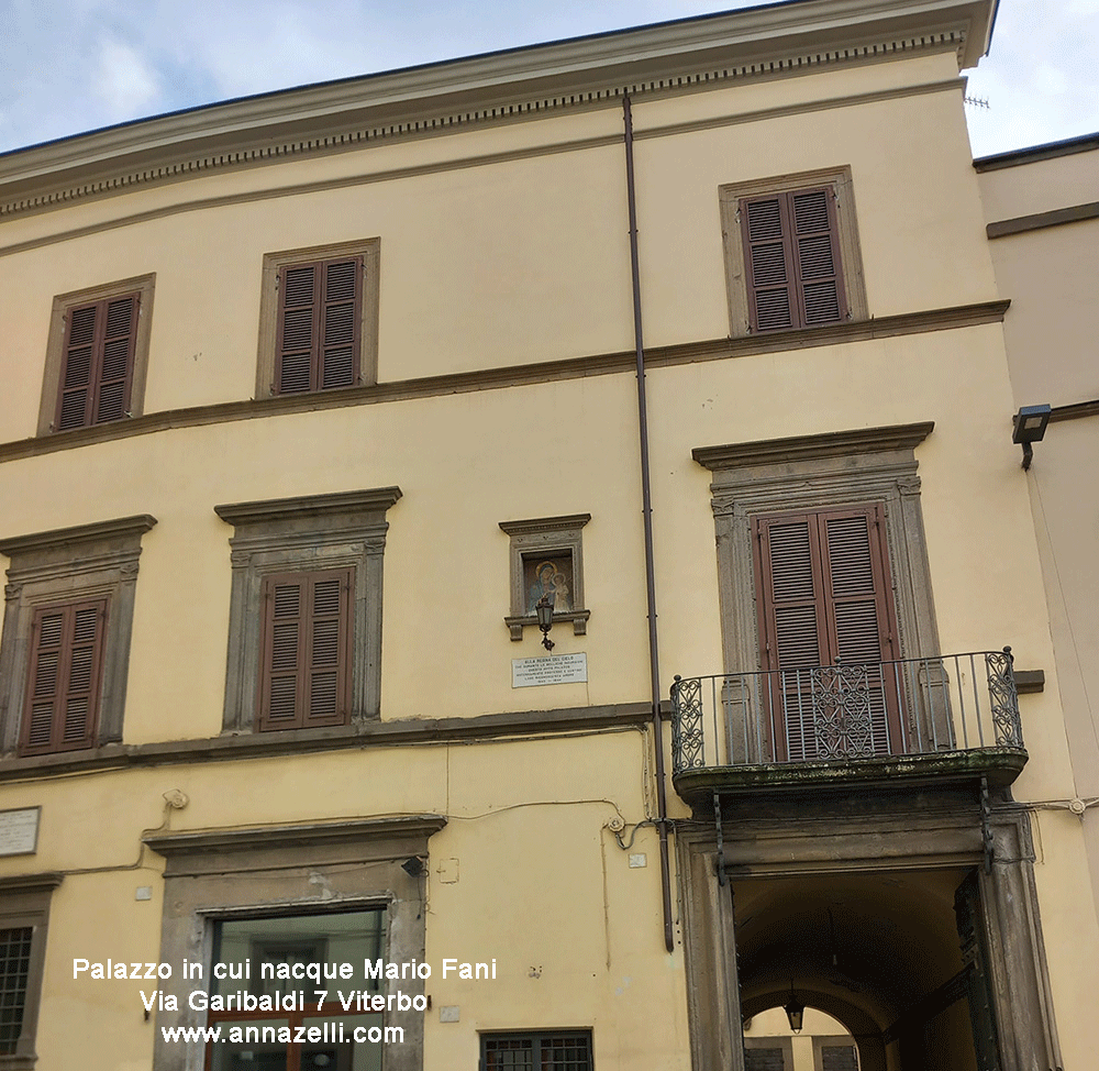 palazzo in cui nacque mario fani via garibaldi 7 viterbo