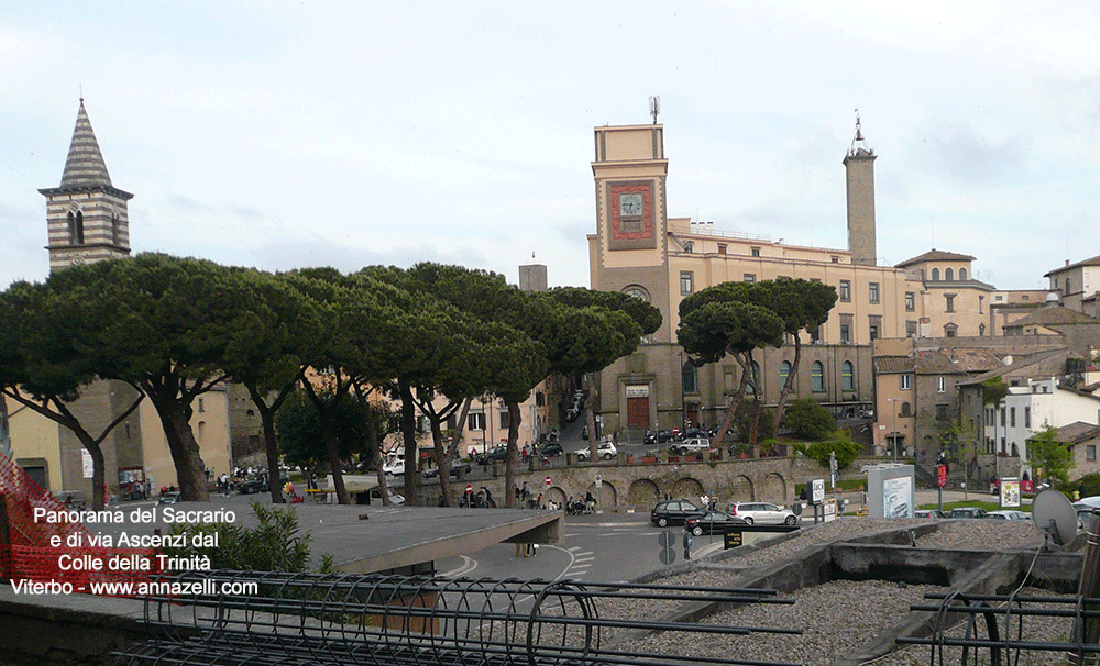 veduta panorama di piazza dei caduti e di via ascenzi dal colle della trinità