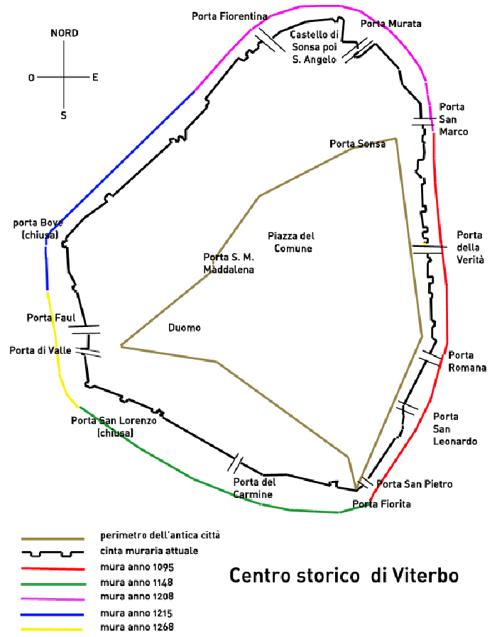 pianta delle porte e delle mura di viterbo