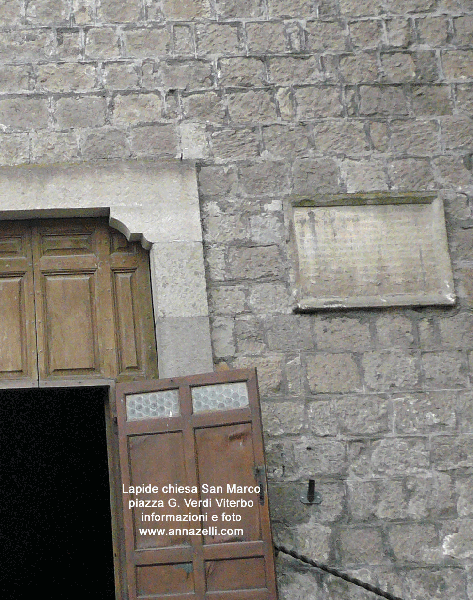 lapide chiesa san marco piazza giuseppe verdi viterbo centro storico info e foto anna zelli