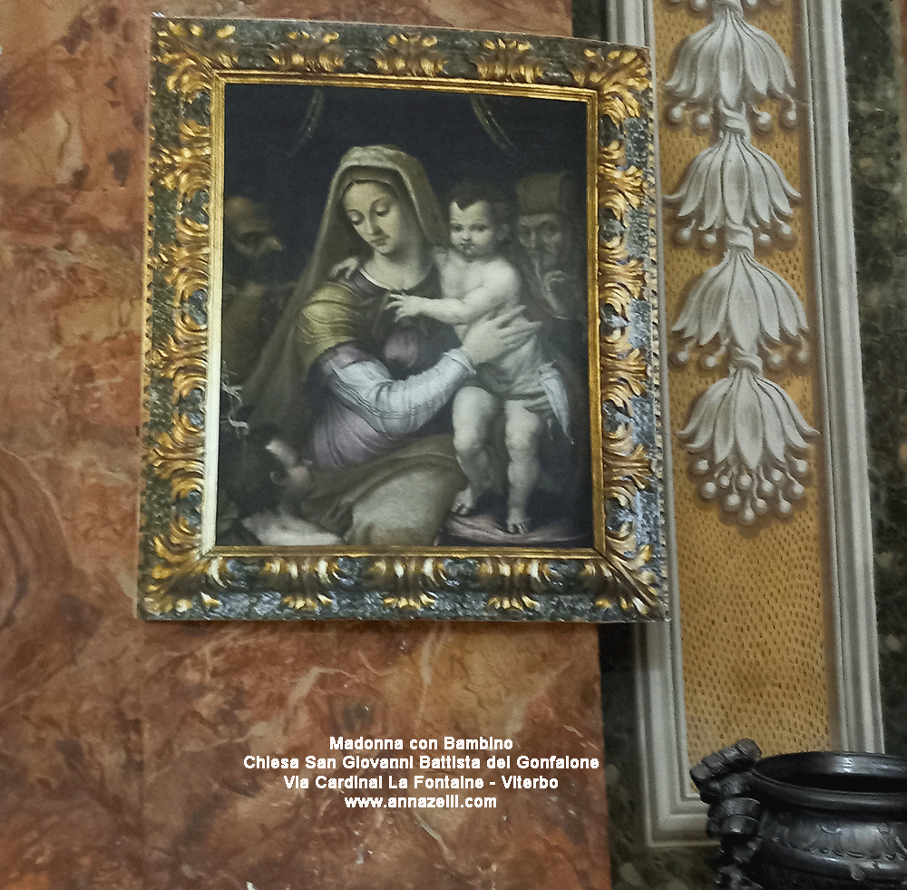 quadro madonna con bambino chiesa del gonfalone via la fontaine viterbo info foto anna zelli