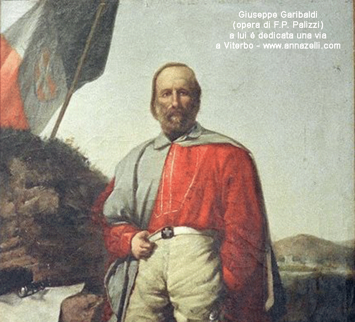 giuseppe garibaldi ritratto di francesco paolo palizzi a lui  dedicata una via a viterbo