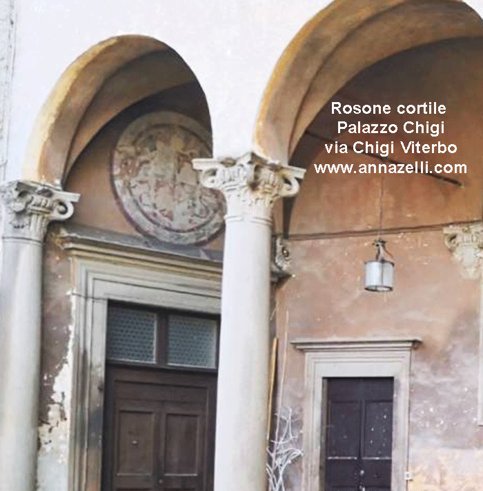 rosone cortile palazzo via chigi viterbo centro storico