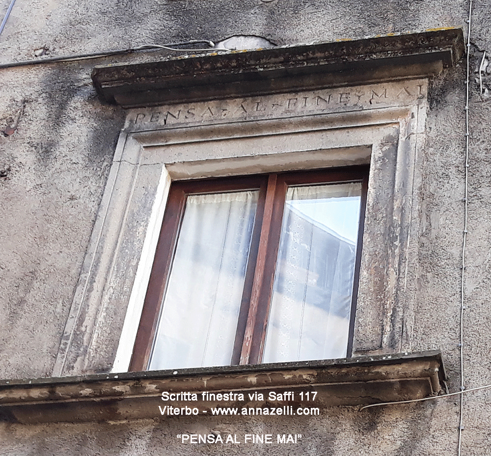 scritta finestra a via saffi 117 viterbo info e foto anna zelli
