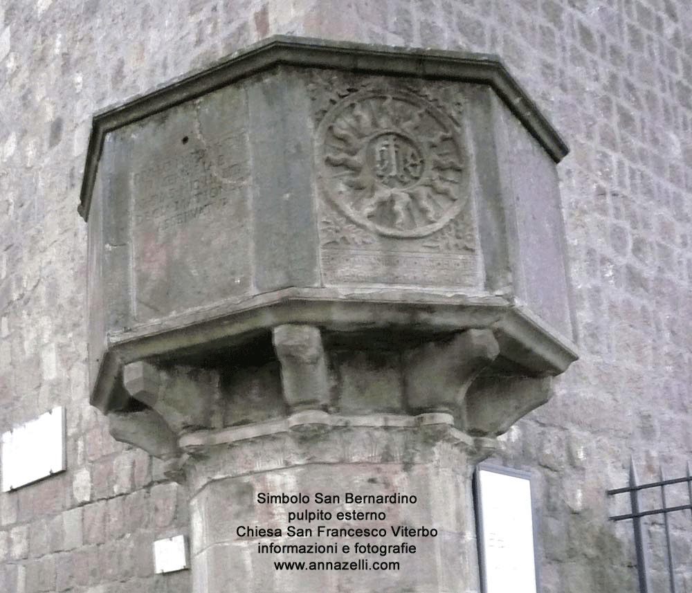 simbolo san bernardino pulpito chiesa san francesco viterbo centro storico info e foto anna zelli