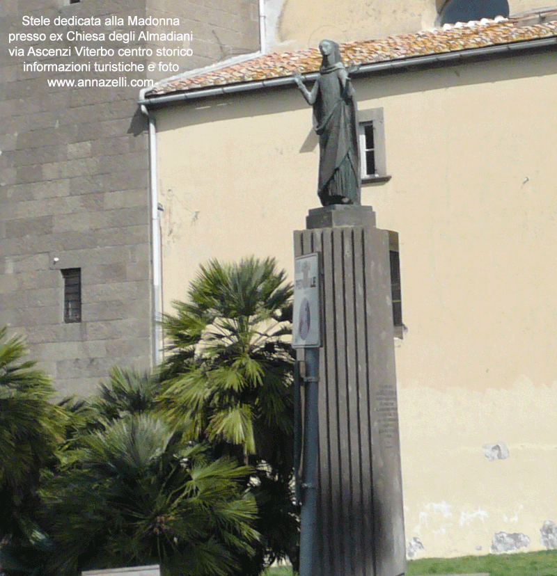 stele dedicata alla madonna via ascenzi pressi ex chiesa degli almadiani viterbo centro storico