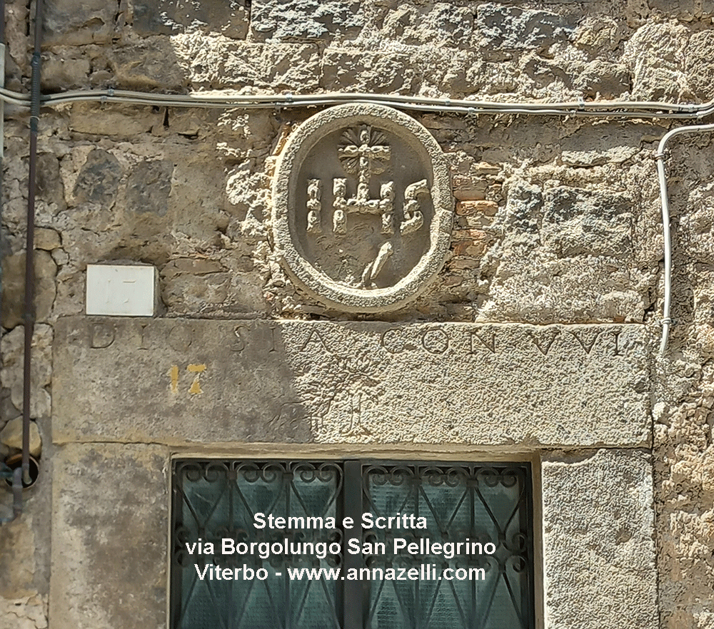 stemma e scritta via borgoluno san pellegrino viterbo quartiere medioevale info e foto anna zell