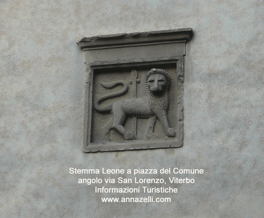 viterbo stemma leone piazza del comune angolo via san lorenzo