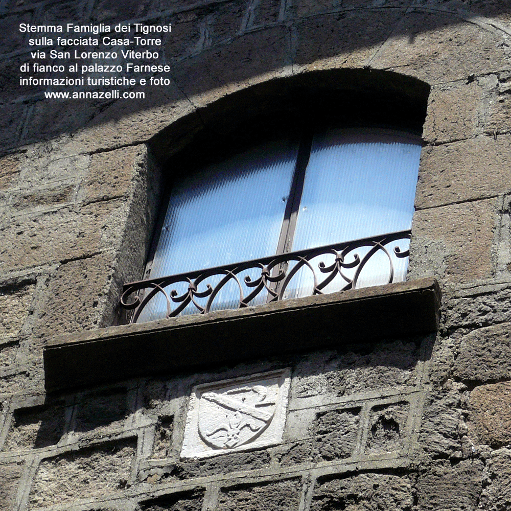 viterbo stemma dei tignosi palazzo casa torre via di san lorenzo info e foto
