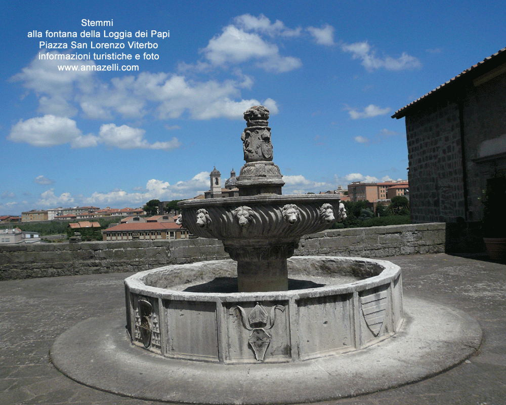 stemmi fontana alla loggia dei papi piazza san lorenzo viterbo info  foto anna zelli