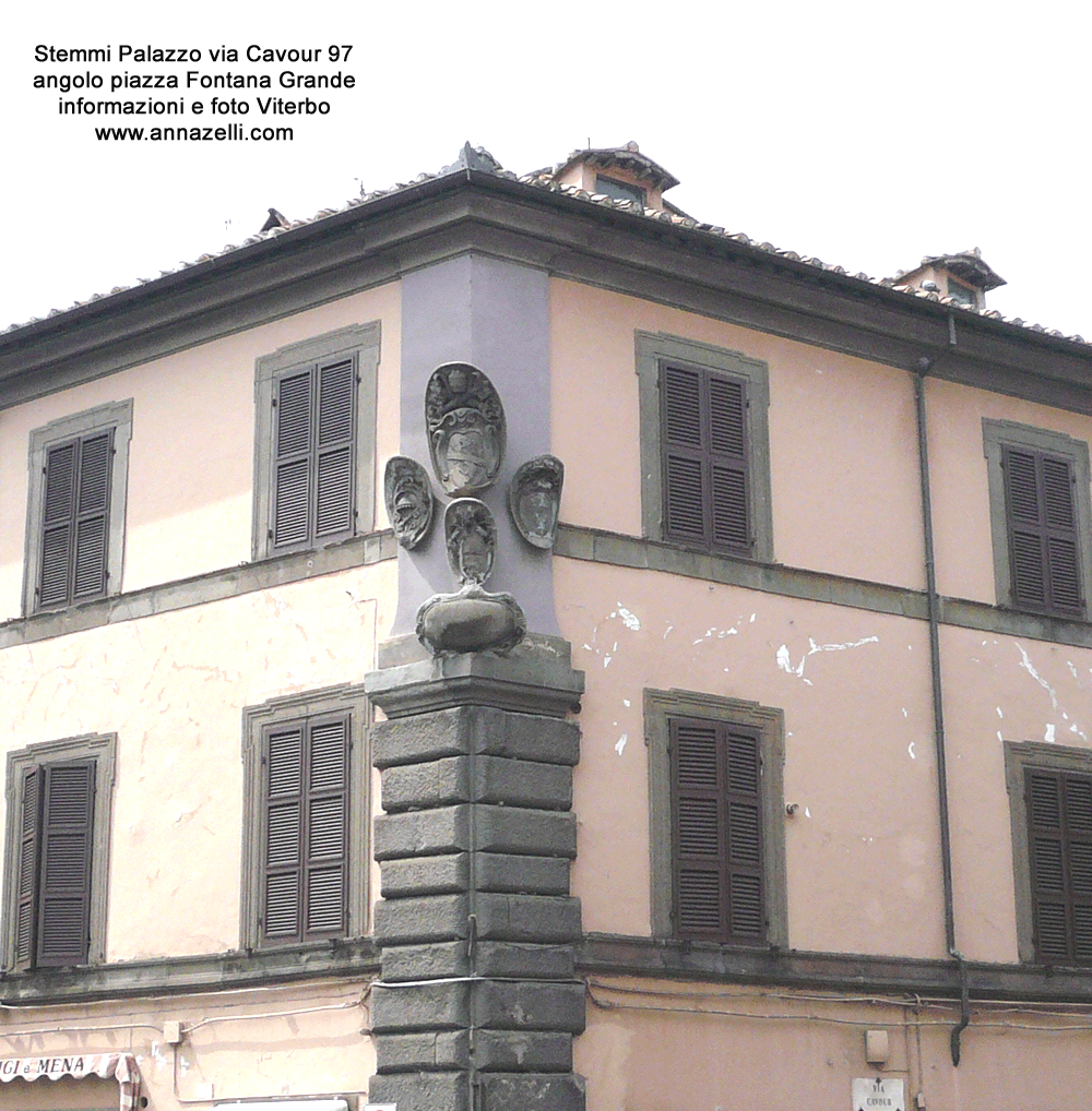 stemmi palazzo via cavour 97 angolo piazza fontana grande viterbo informazioni e foto