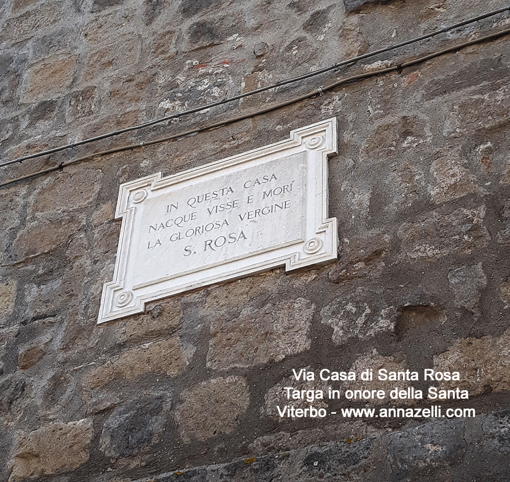 targa in onore di santa rosa a via casa di santa rosa viterbo