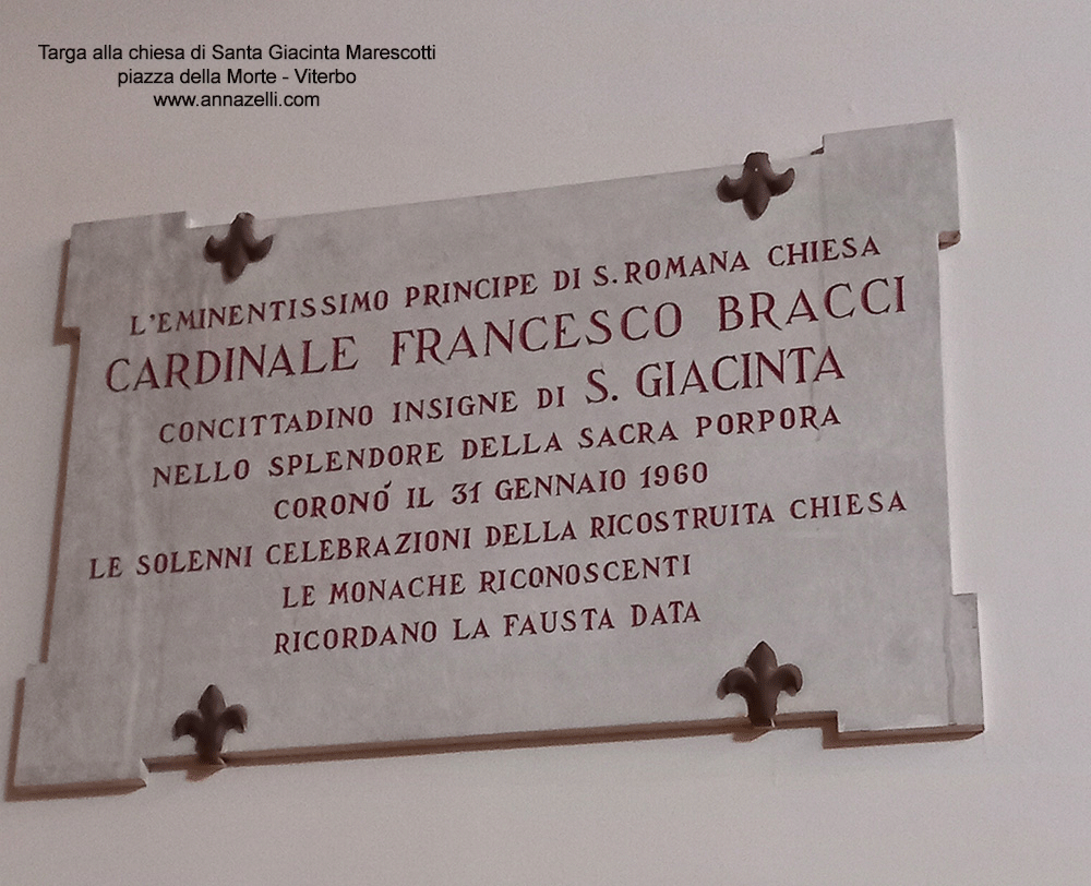 targa lapide chiesa santa giacinta marescotti piazza della morte viterbo