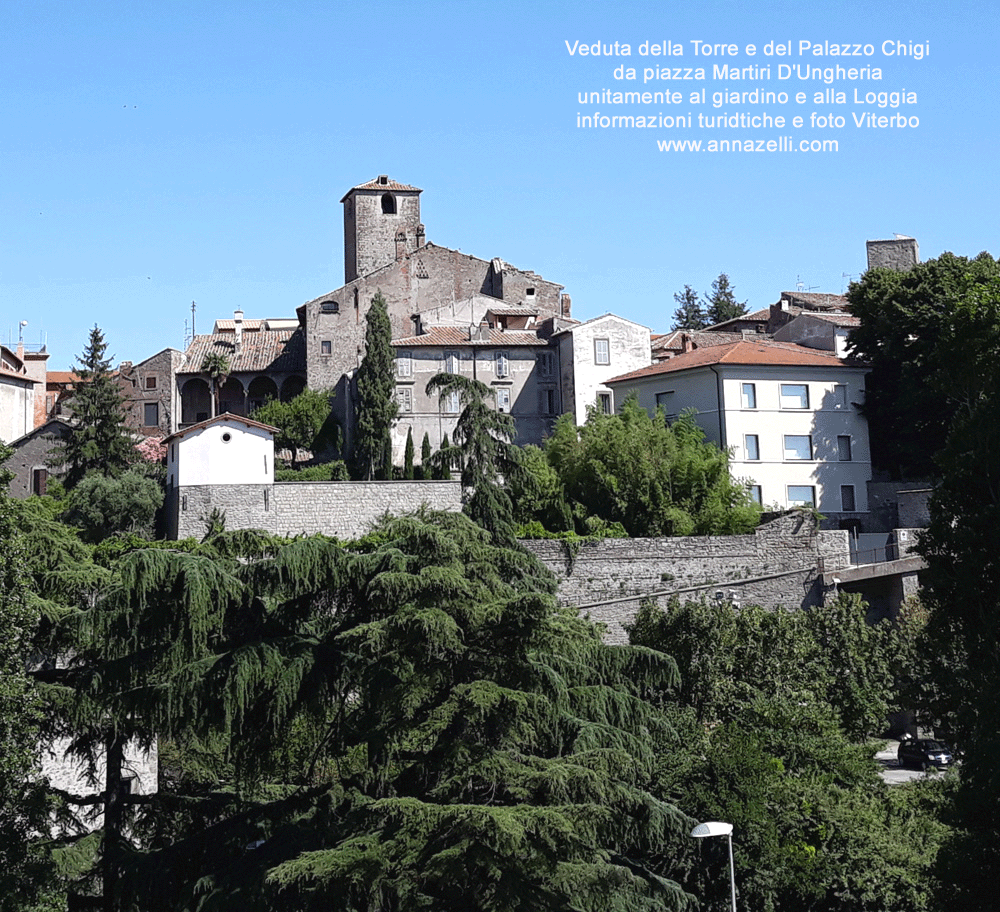 torre e palazzo chigi veduta da piazza martiri d'ungheria viterbo