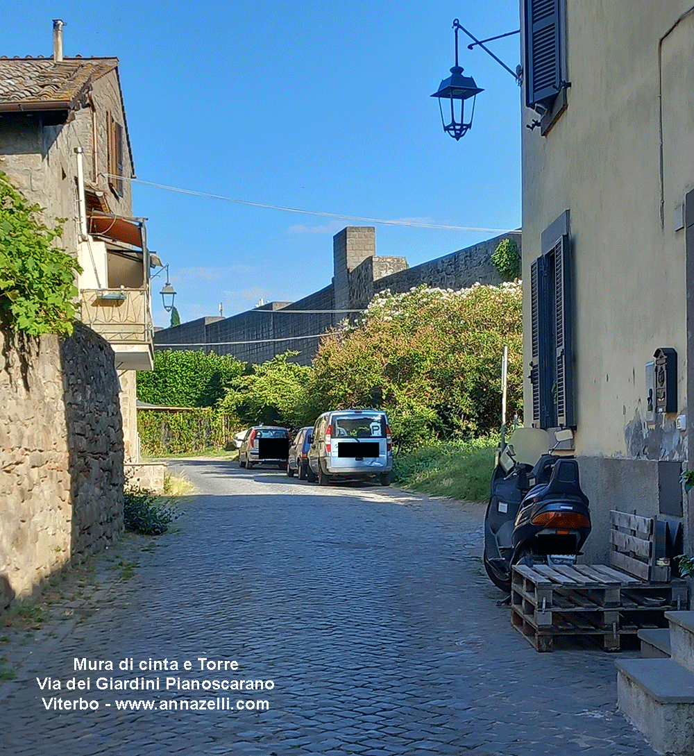 mura di cinta e torre a via dei giardini pianoscarano viterbo info e foto anna zelli