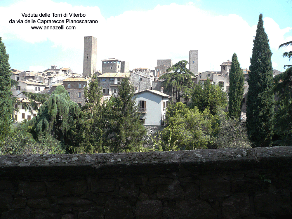 veduta delle torri di viterbo da via delle caprarecce pianoscarano